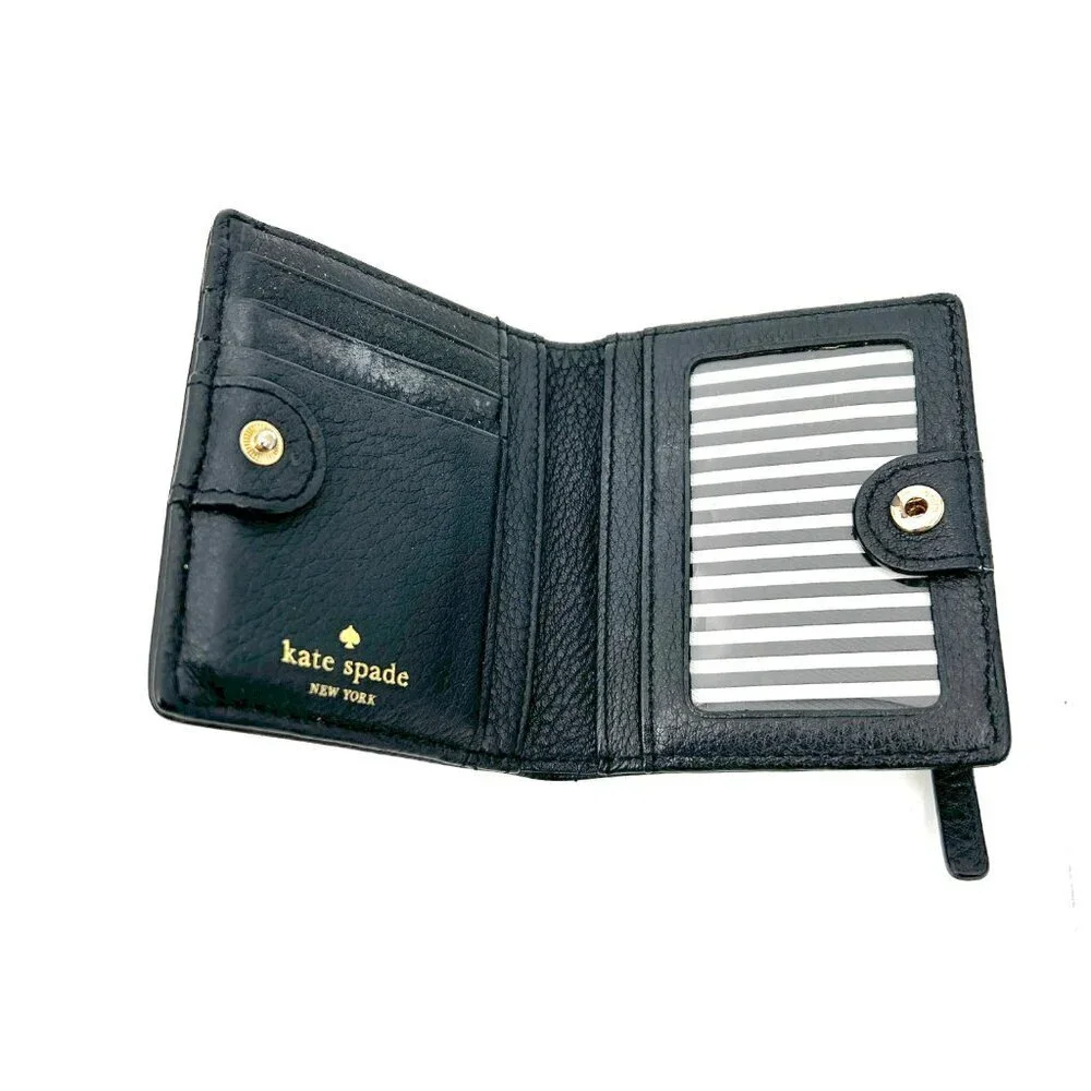 KATE SPADE Black Leather Gold Cedar Street Small Mini Stacy Wallet